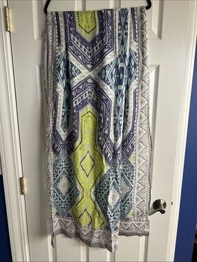 Stella & Dot Geometric Scarf in Lime, Navy, Aqua, and Gray